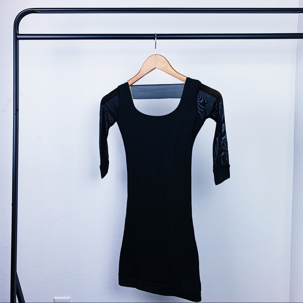 NWT Quontum Mesh Cross Back Dress Black White XS